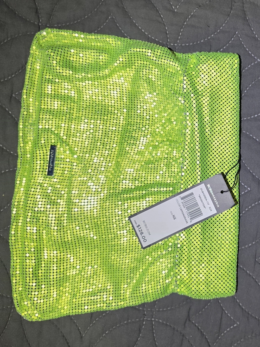 bebe Neon Lime Sequin Satchel Clutch
